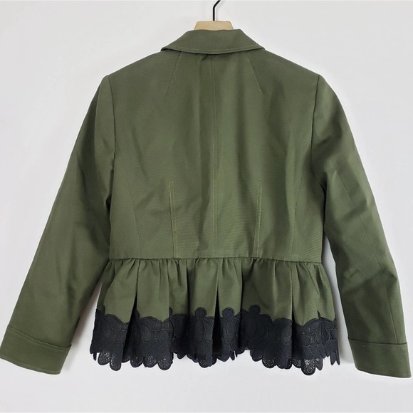 Ann Taylor Peplum Blazer Jacket Olive Green Lace 4 - Picture 3 of 11
